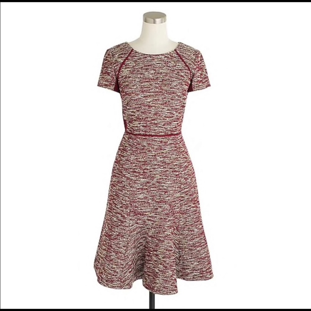 J. Crew Mixed Tweed Dress in Metallic Red